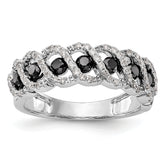 14K White Gold Black & White Diamond Band - 7